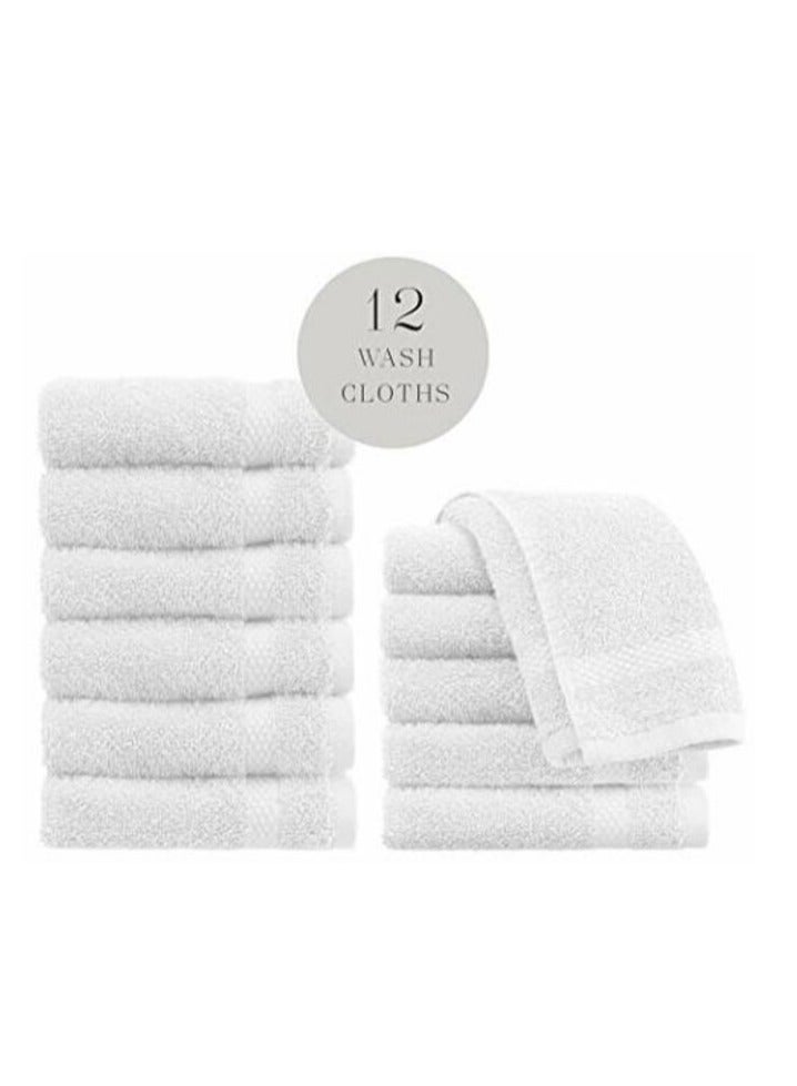 White Classic WhiteClassic Luxury Cotton Washcloths - Large Hotel Spa Bathroom Face Towel | 12 Pack