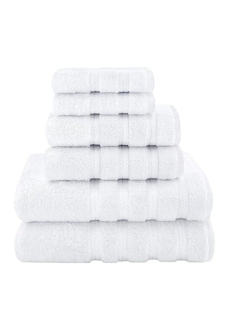 Towel Set Luxury Hotel Quality 600 GSM 100% Genuine Combed Cotton, Super Soft & Absorbent Family Bath Towels 6 Piece Set - 2 Bath Towels, 2 Hand Towels, 2 Washcloths - Bright White