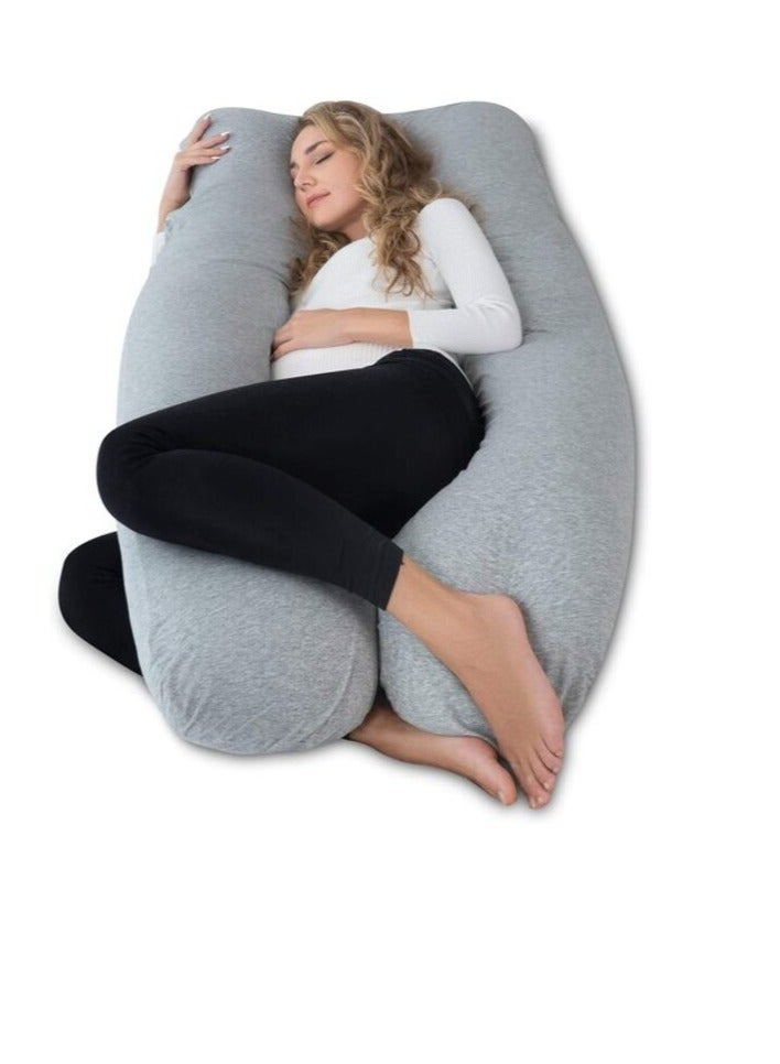 Angqi Pregnancy Pillow, U Shaped Maternity Pillow For Pregnant Women With Body Pillow Jersey Cover And Vest Cover (140cm, Gray)
