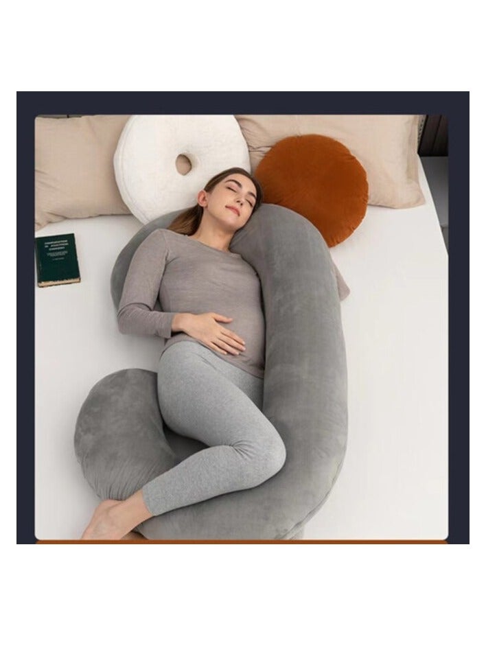 C-Shaped Pregnancy Body Pillow for Comfort Sleep - Grey