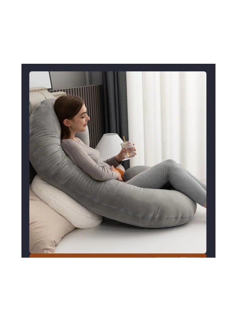 C-Shaped Pregnancy Body Pillow for Comfort Sleep - Grey