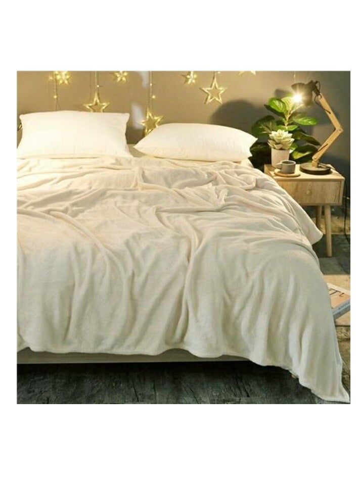 Silky Plain Microfiber Bed Blanket Double Size Off White