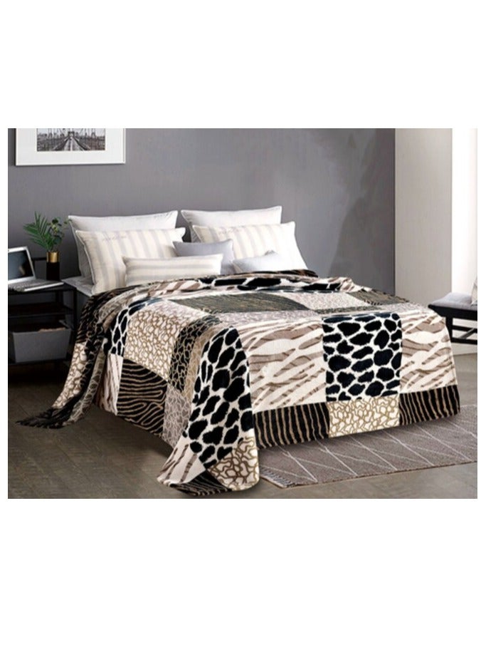 Silky Soft Single Blanket Animal Print Flannel Throw Blanket For Sofa, 150X200cm