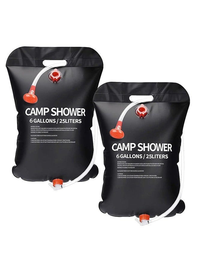 2 Pack Solar Shower Bag 6 Gallons/25L Portable Camping Shower Bag with Removable Hose and On-Off Switchable Shower Head,Camping Accessories for Camping Beach Swimming Outdoor Traveling Hiking
