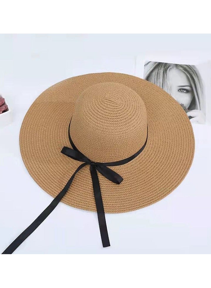 New Big Eave Road Flying Straw Hat Foldable Sun Visor