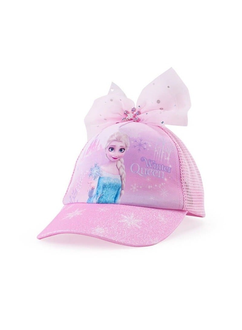 Ice and Snow Adventure Children's Baseball Hat Girl's Duck Tongue Hat Summer Thin Mesh Sunshade and Sunscreen Braid