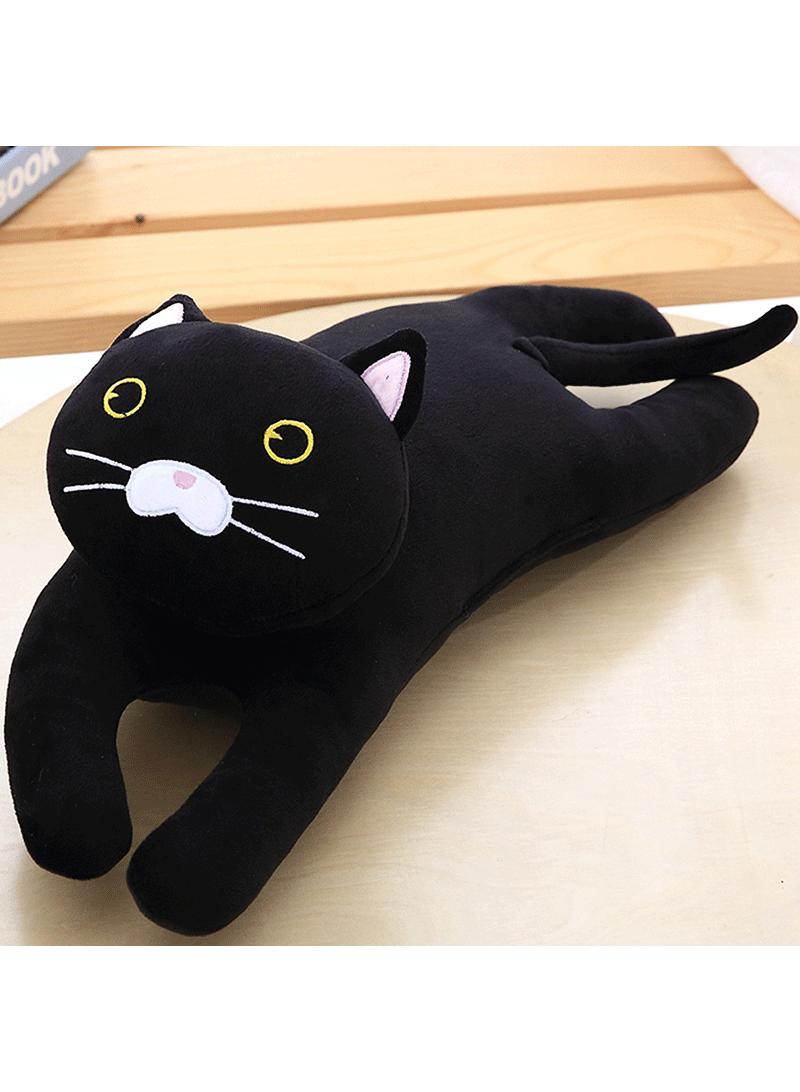 Stuffed Kneeling Cat Plush Pillow Toys Black 50cm
