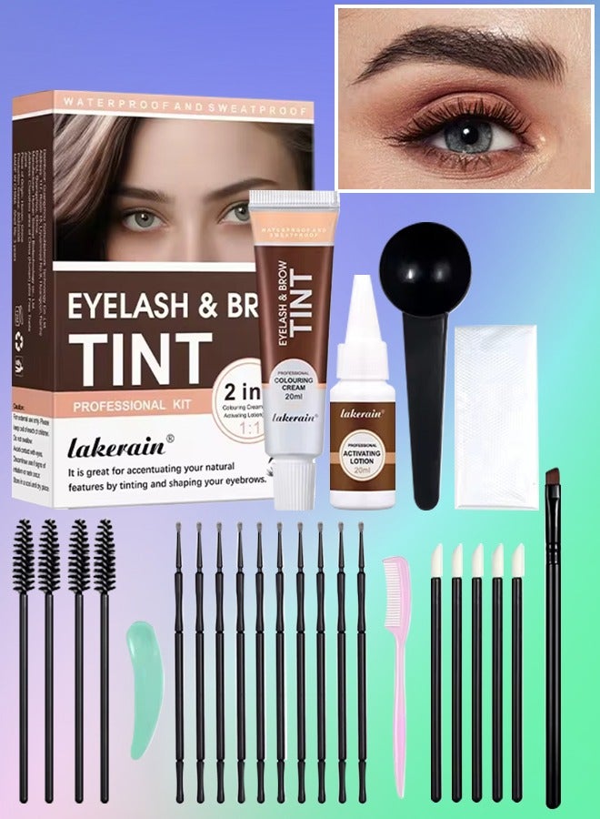 Eyelash and Brow Tint Dye Color Black Kit 2 in 1 Brow and Lash Tint Professional Kit with Coloring Cream and Activating Lotion Eyebrow Tint Dye Kit Eyebrow Lash Color Kit 03