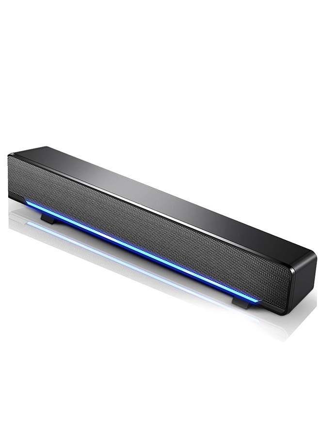 Soundbar, USB Wired Stereo Soundbar Music Player Bass Surround Soundbox 3.5 mm Input for PC Mobile Phones, Compact Smart Soundbar with DSP Bass Sound Technology (Black)
