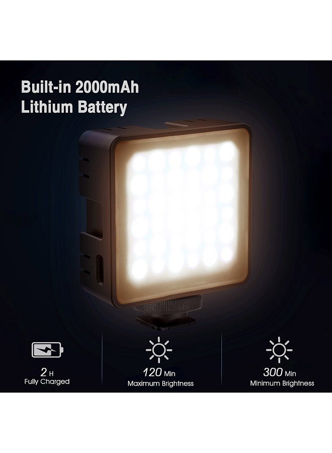 CL-36 Mini Bi-color LED Video Light 2800K-8500K Dimmable Built-in Rechargeable Battery with 3 Cold Shoe Mounts LCD Display Vlog Fill Light for DSLR Camera