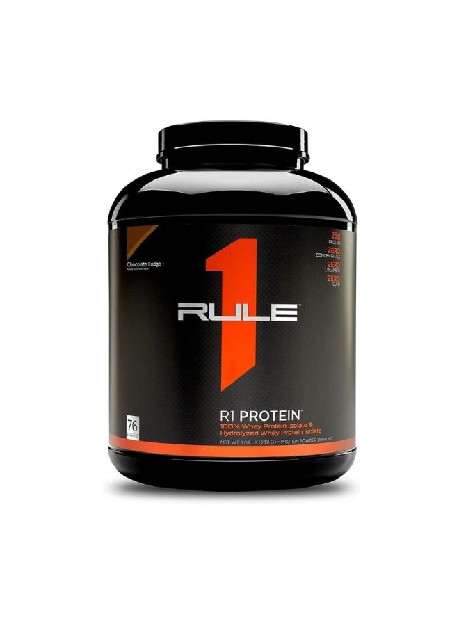 R1 Protein, 100% Whey Protein Isolate & Hydrolysed Whey Protein Isolate, Chocolate Fudge Flavour, 5.09 Lb