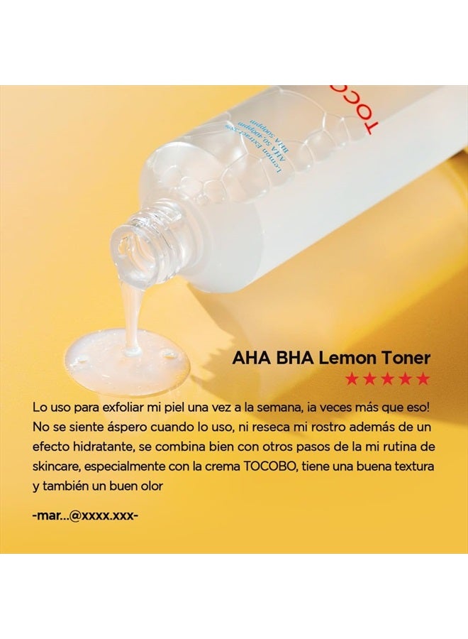 AHA BHA Lemon Facial Toner 5.07 fl oz / 150 ml | Vitamin C and Lemon Extract, AHA, BHA, Calming and Soothing Moisturizer | Natural Ingredients, Vegan Toner, Cruelty Free