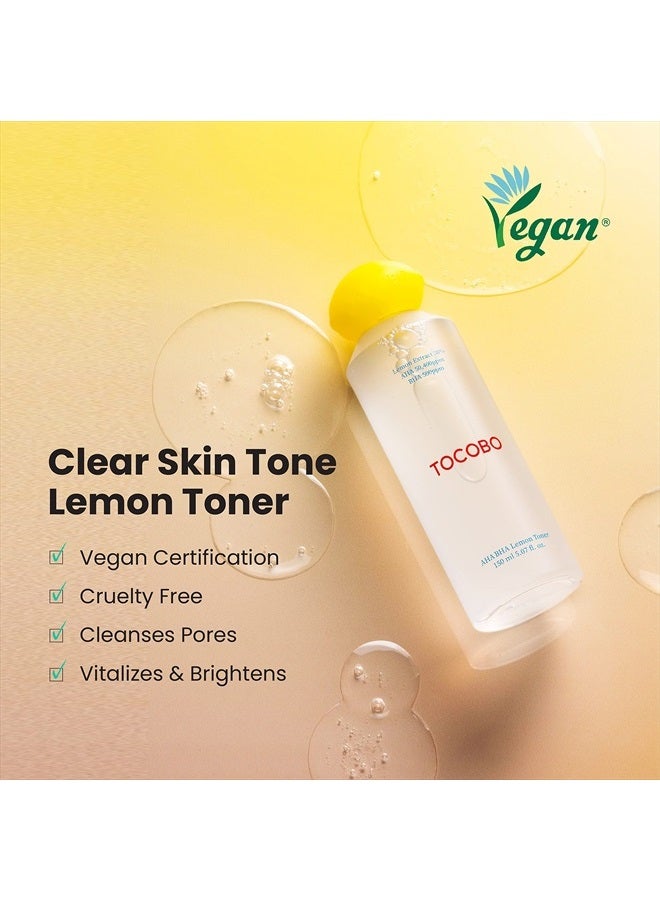 AHA BHA Lemon Facial Toner 5.07 fl oz / 150 ml | Vitamin C and Lemon Extract, AHA, BHA, Calming and Soothing Moisturizer | Natural Ingredients, Vegan Toner, Cruelty Free