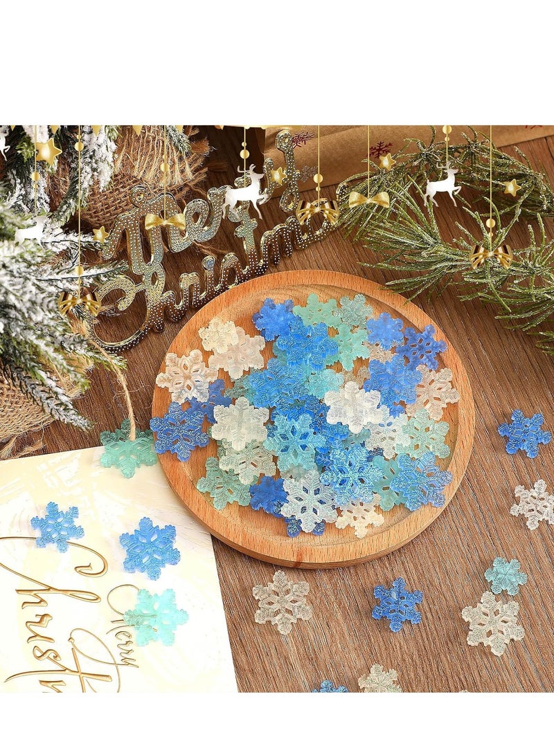 Small Snowflakes for Craft, 90 Pcs Glitter Plastic Mini Snowflake Embellishments and Winter Party DIY Craft Decoration-3 Different Size