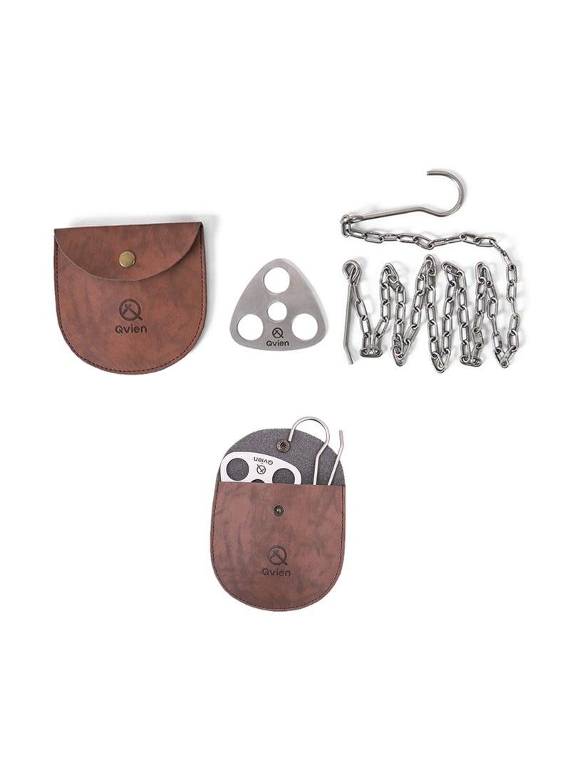 Camping Tripod Board - Turn Branches Into Campfire Tripod, Stainless Steel Campfire Support Plate With Adjustable Chain For Hanging Cookware - Perfect Accessories For Outdoor Cooking