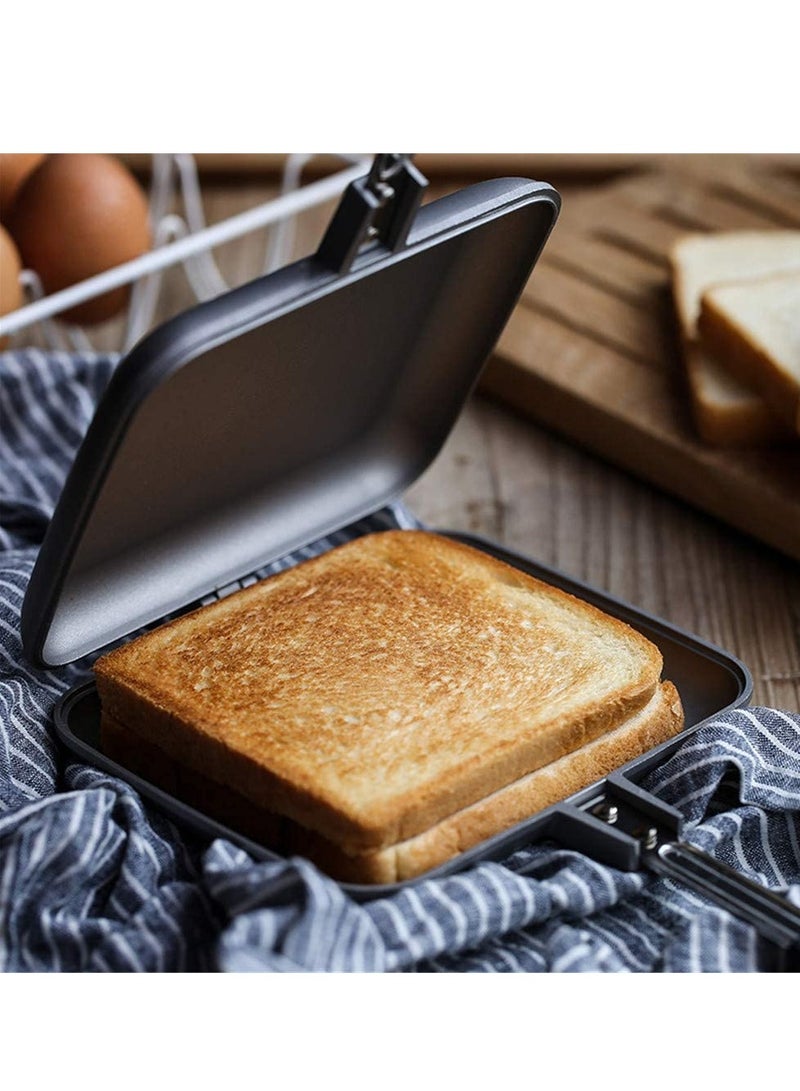 Toasted Sandwish Maker, Double Sided Frying Pan, Non-Stick Stovetop Toastie Maker with Handles Double Sided Grill Pan for Panini Snack Breakfast