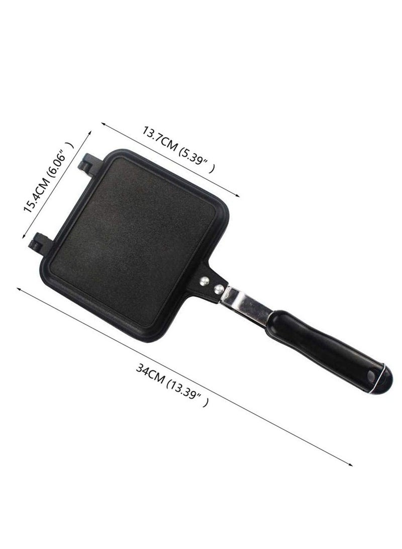 Toasted Sandwish Maker, Double Sided Frying Pan, Non-Stick Stovetop Toastie Maker with Handles Double Sided Grill Pan for Panini Snack Breakfast