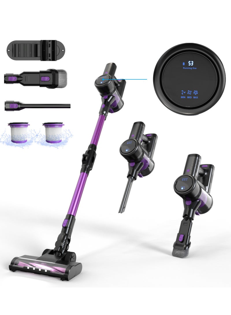Cordless Vacuum Cleaner with LED Display,6-in-1 Brushless Motor Vacuum Cleaner,Lightweight Stick Vacuum,22000Pa with 40 Mins Max Runtime,for Home Hardwood Floor, Carpet, Pet Hair, Car