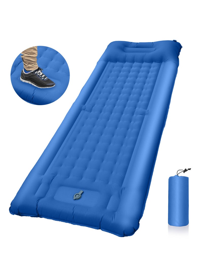 Strong Support Camping Mat, Inflatable Sleeping Mattress 196cm Thickness Sleeping Pad with Pillow, Quick Inflation Ultralight Portable Camping Sleeping Bed for Backpacking, Hiking, Picnic