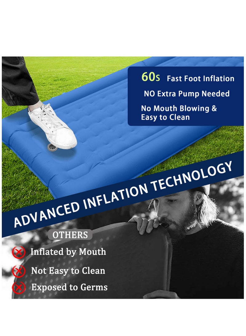 Strong Support Camping Mat, Inflatable Sleeping Mattress 196cm Thickness Sleeping Pad with Pillow, Quick Inflation Ultralight Portable Camping Sleeping Bed for Backpacking, Hiking, Picnic