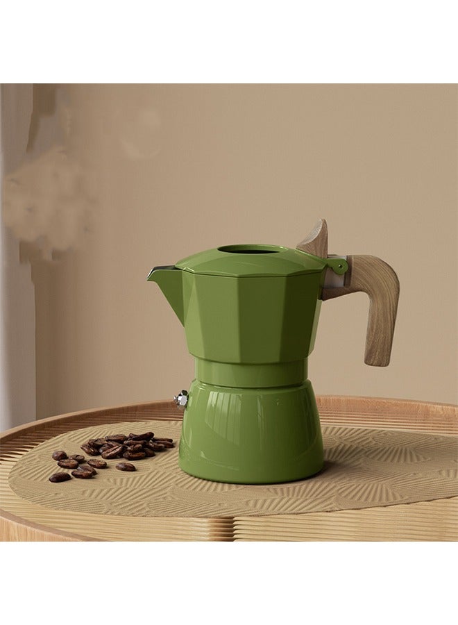 Double valve moka pot Hand brewed coffee pot, green, two cup measure