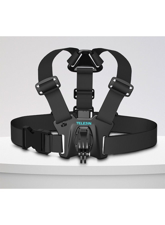 Suitable for gopro12/9 shoulder chest strap chest mobile phone or action camera bracket, the first Angle of view, the size and length can be adjusted, wide adaptation, simple exercise, free hands