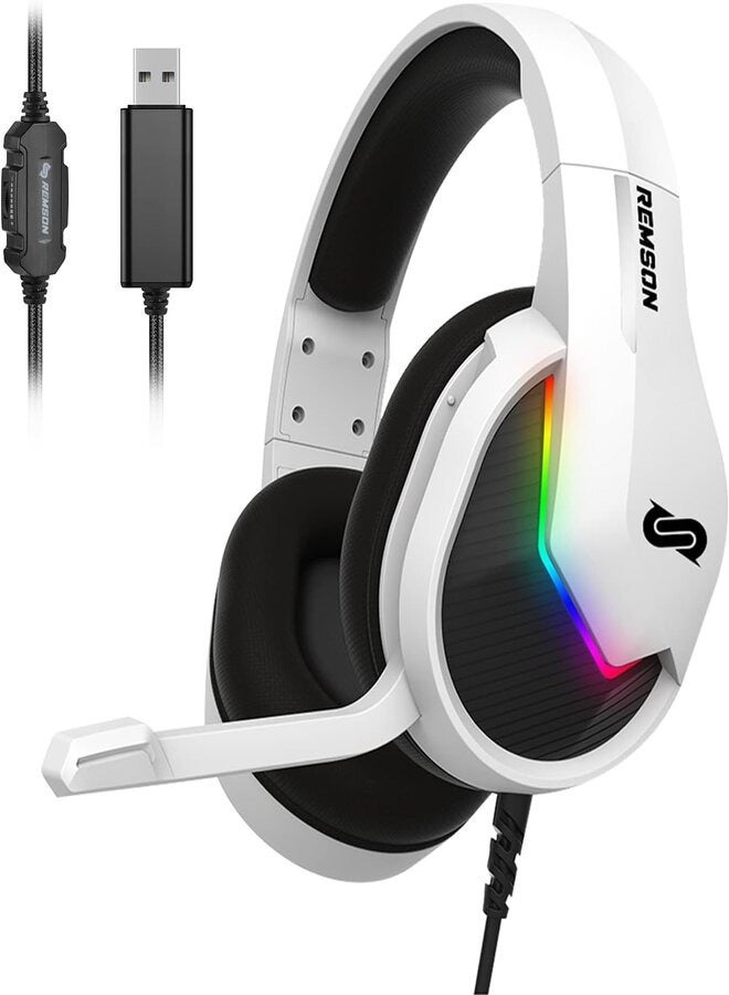 Remson Kyma 7.1 RGB USB Gaming Headset Noise Cancelling Over Ear Headphone with Mic, LED For PC PS4 Laptop Mac Nintendo, PS4, PC, Xbox