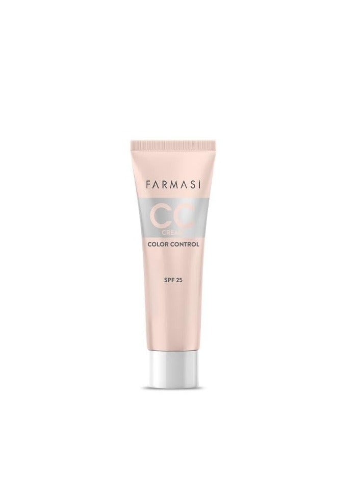 FARMASI CC Color Control Cream, Natural and Flawless Finish, Enriched Formula with Multimineral & Spf 25+, All-Day Hold, All Skin Types, 1 fl. oz,  (06 DEEP, 30 ml)