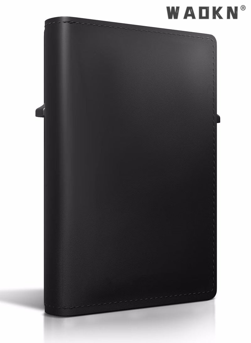 AirTag Wallet, Minimalist Pocket-Sized Genuine Leather Credit Card Holder with RFID Technology, Slim Money Clip and Smart Wallet for Men, Accessory & Case for Apple Air Tag (Black)