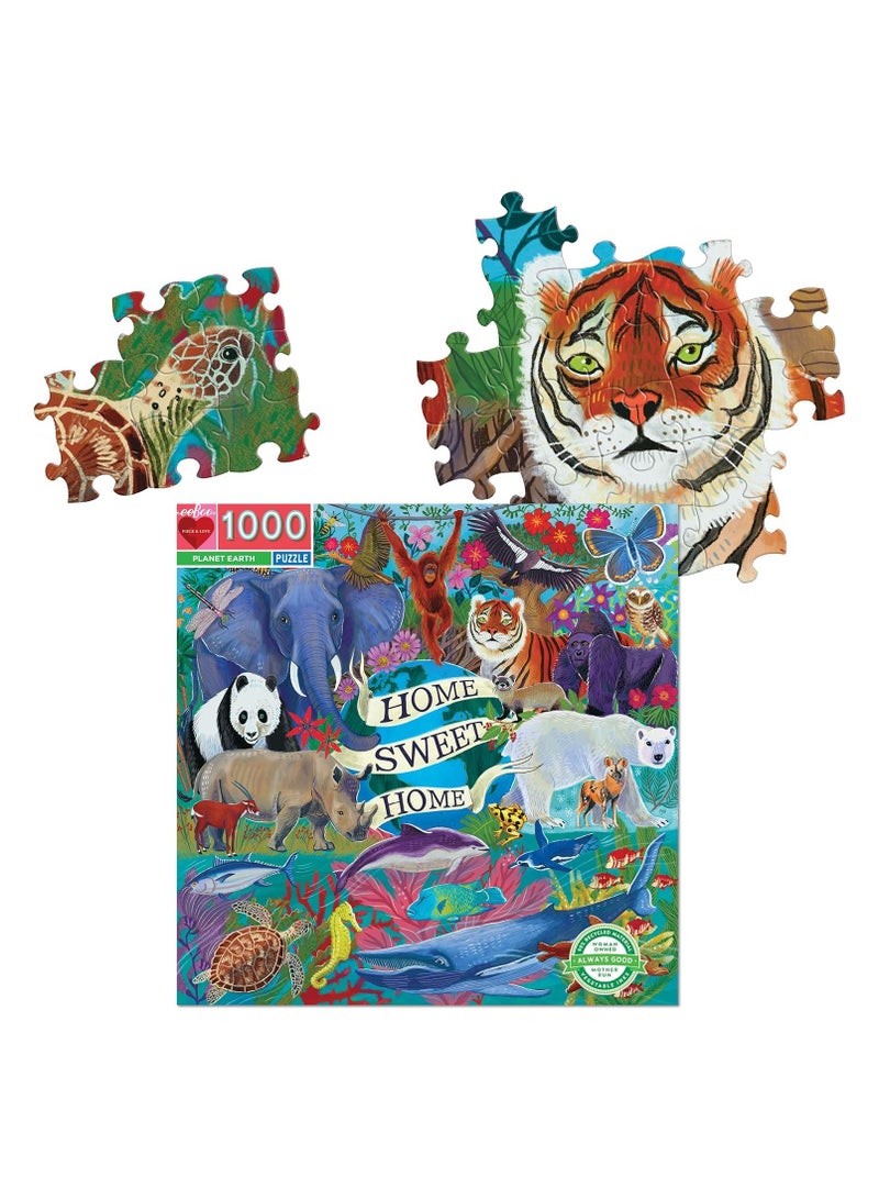 eeBoo: Piece and Love Planet Earth 1000-piece Square Adult Jigsaw Puzzle, Jigsaw Puzzle for Adults and Families, Includes Glossy, Sturdy Pieces and Minimal Puzzle Dust