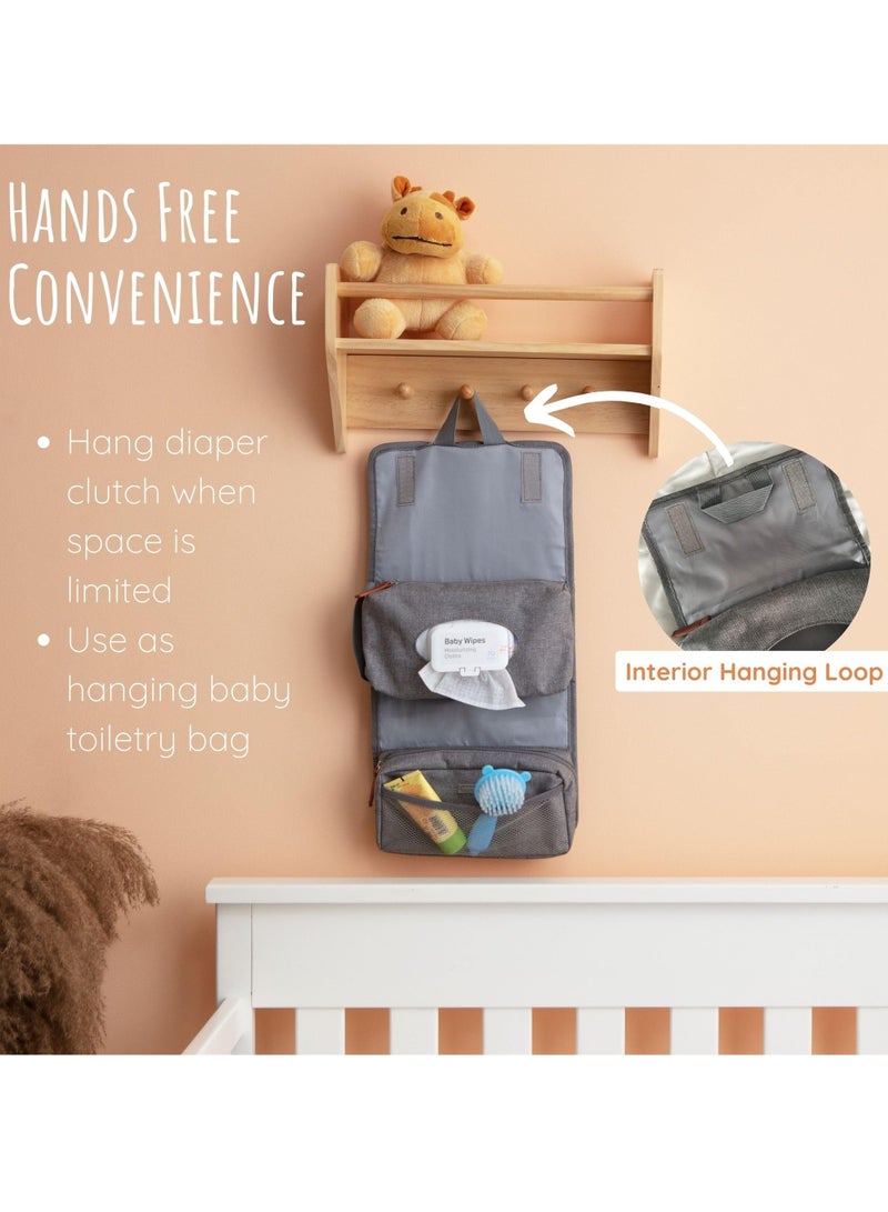 Diaper Clutch Trifold Compact Diaper Bag and Hanging Baby Toiletry Bag Portable Handheld Baby Diaper Changing Kit