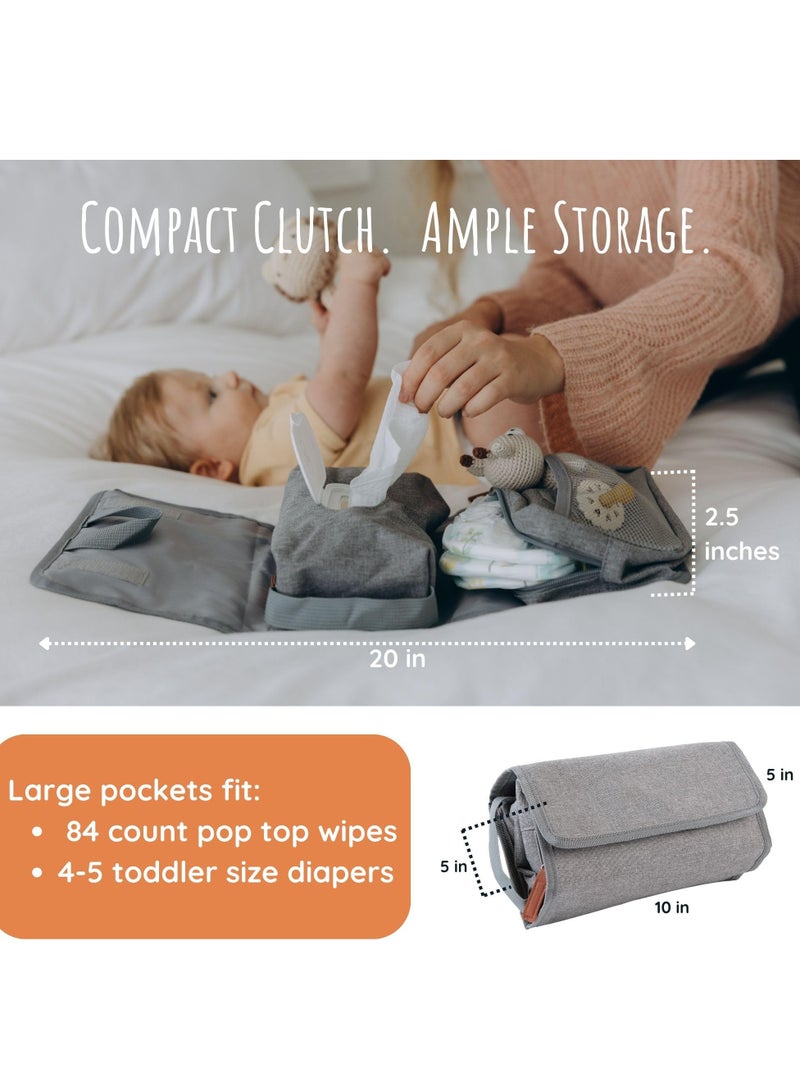 Diaper Clutch Trifold Compact Diaper Bag and Hanging Baby Toiletry Bag Portable Handheld Baby Diaper Changing Kit