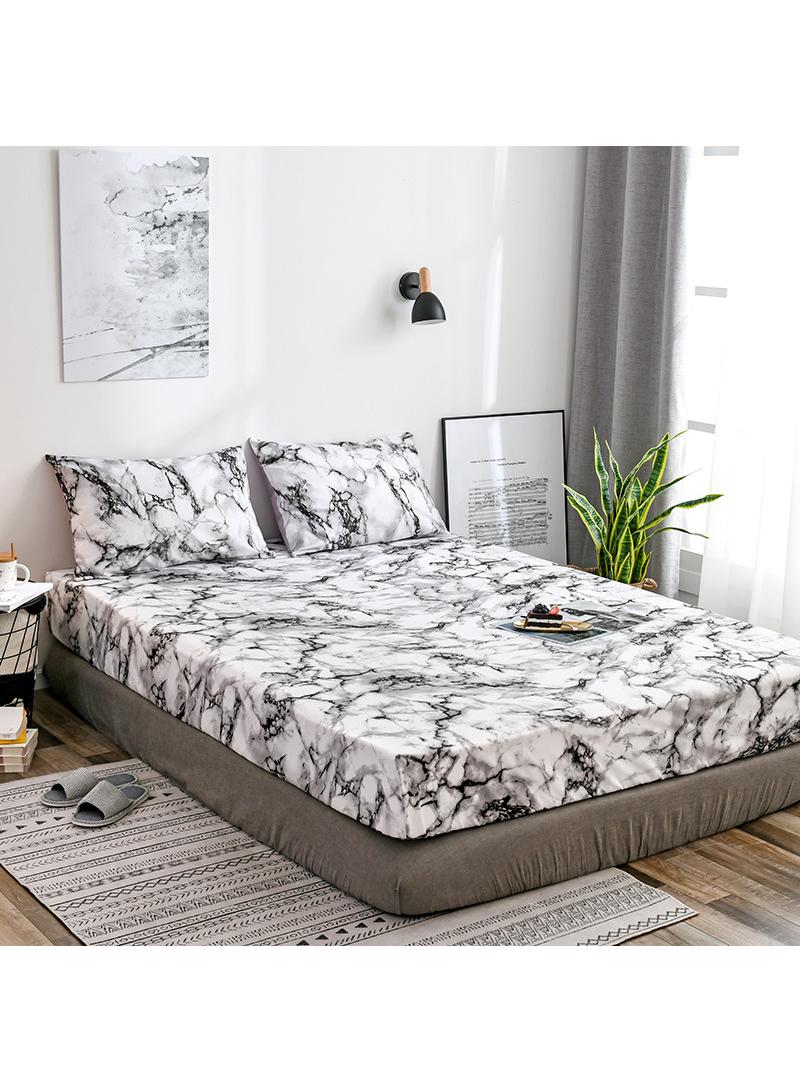 3-Piece Marble Patterned Bed Sheets Mattresses Breathable Mattress Cover