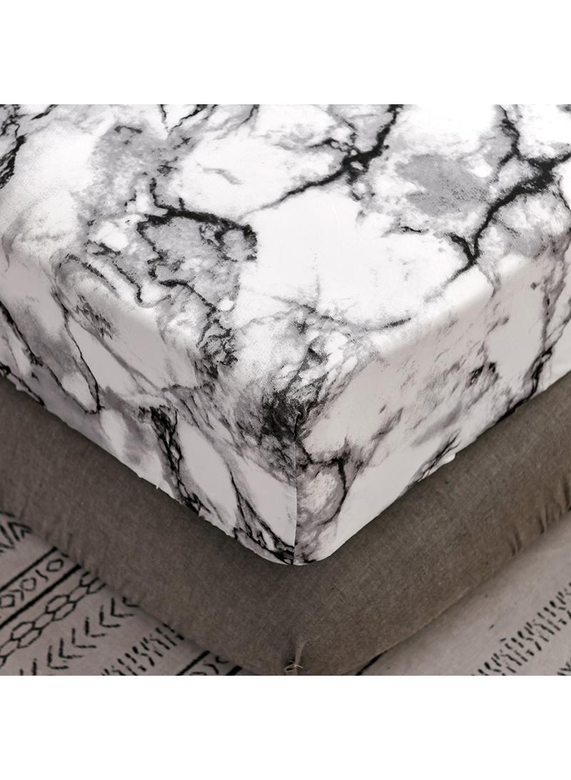3-Piece Marble Patterned Bed Sheets Mattresses Breathable Mattress Cover