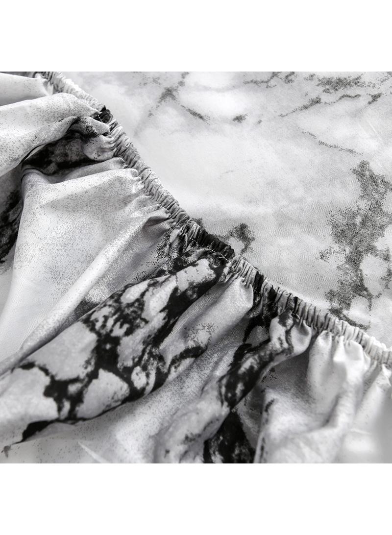 3-Piece Marble Patterned Bed Sheets Mattresses Breathable Mattress Cover