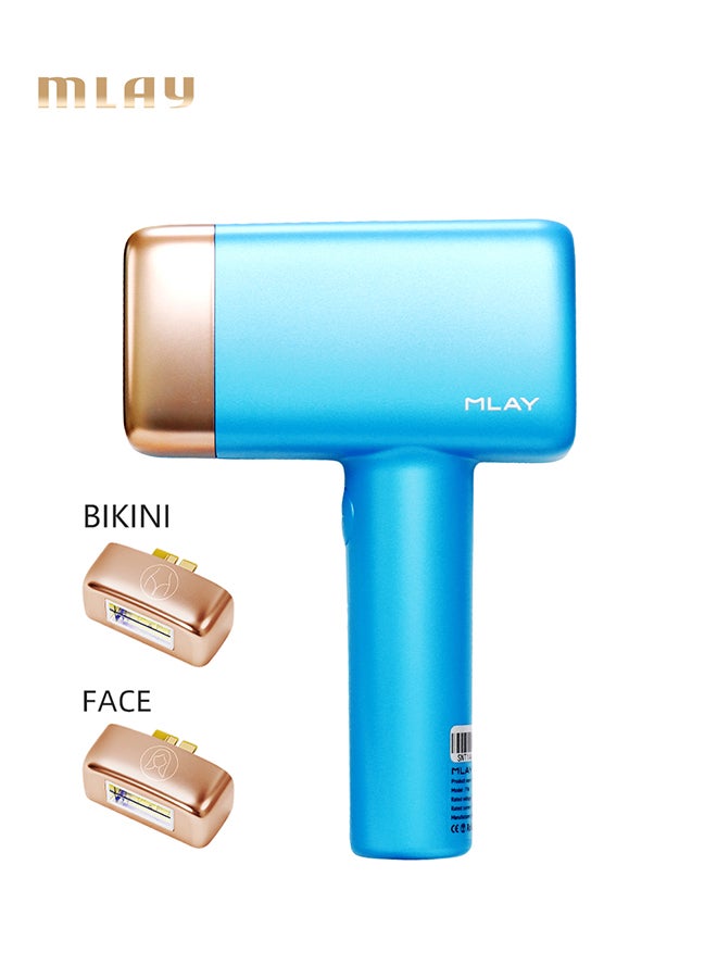 Newest T14 Home Hair Removal Device With Bikini And Face Lamp Painless 3℃ Cold Compress 500000 Pulses 5-Levels Laser Sky Blue