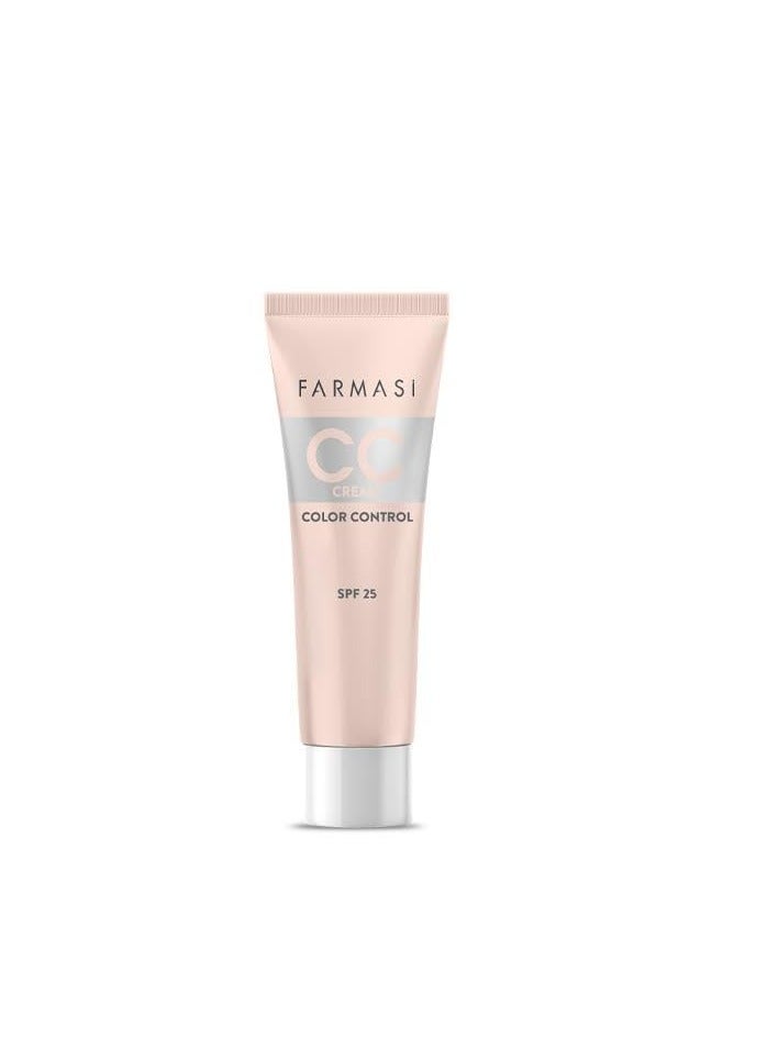 FARMASI CC Color Control Cream, Natural and Flawless Finish, Enriched Formula with Multimineral & Spf 25+, All-Day Hold, All Skin Types, 1 fl. oz, 01 Light (02 LIGHT TO MEDIUM, 30 ml)