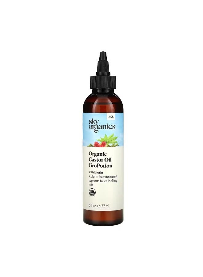 Organic Castor Oil GroPotion with Biotin 6 fl oz 177 ml