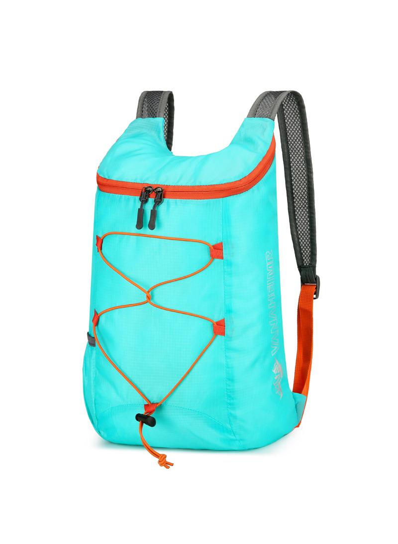 Outdoor Riding Bag Ultra-Light Oxford Cloth Hiking Bag Waterproof Foldable Backpack Light Blue
