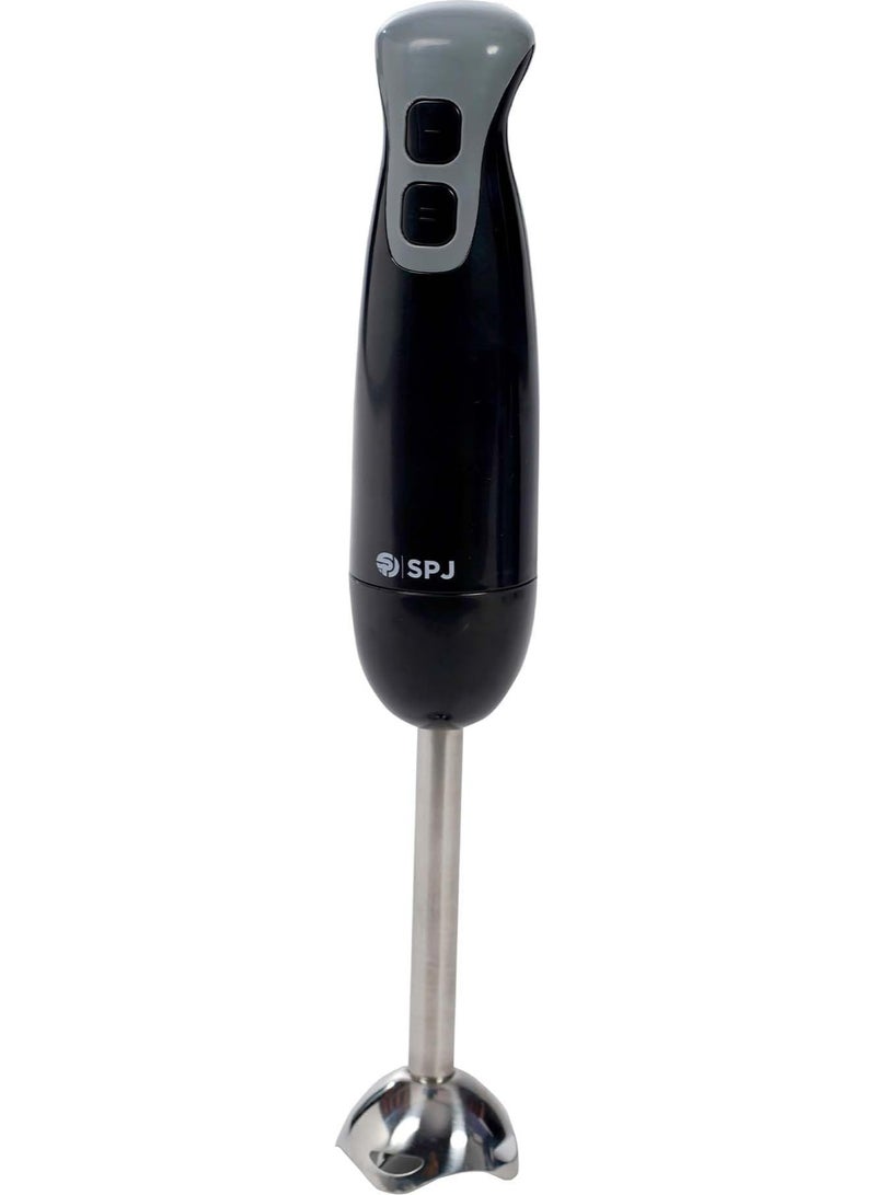 SPJ Hand Blender, 600ML Blending Cup, 2 Speeds Selection, Elegant Design and Easy to Operate, Stainless Steel Mixing Stick, 200 W Power, Black, HBBLV-004