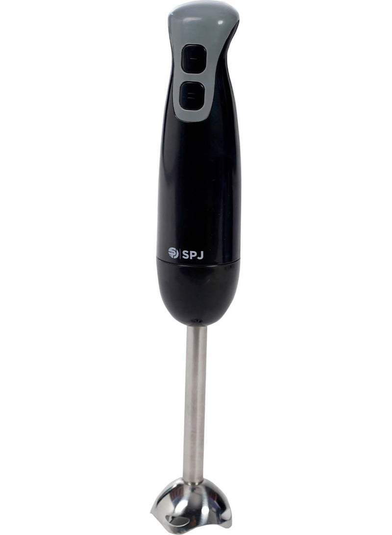 SPJ Hand Blender 200W with Stainless Steel Blades, 2 Speeds, 600ML Blending Cup, Easy to Use & Elegant Design – compact hand blender with blending cup for soup Black