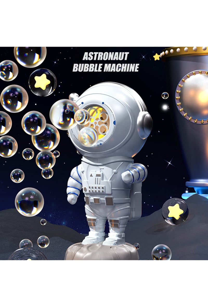 Bubble Machine Space Astronaut Shape Electric Rechargeable Bubble Machine for Kids Rotating 90° and 360°Automatic Bubbles Blower with Bubble Solution Indoor Outdoor Toy for Birthday Party Gift