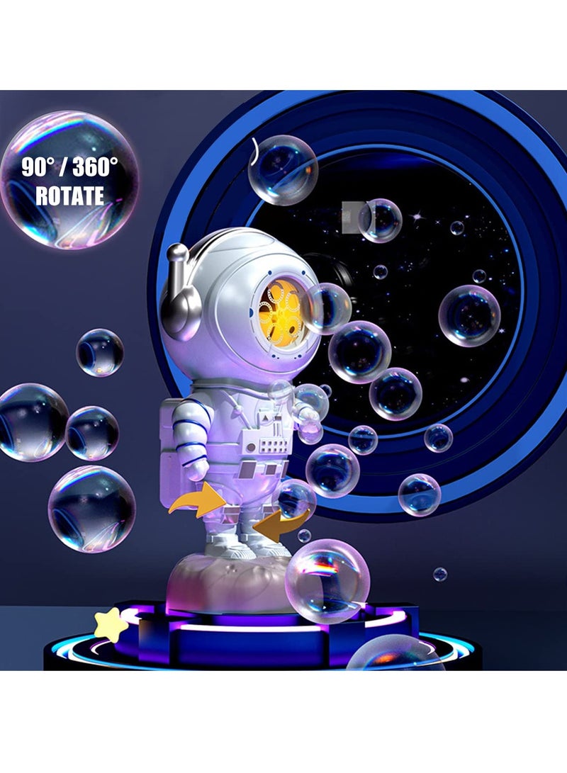 Bubble Machine Space Astronaut Shape Electric Rechargeable Bubble Machine for Kids Rotating 90° and 360°Automatic Bubbles Blower with Bubble Solution Indoor Outdoor Toy for Birthday Party Gift