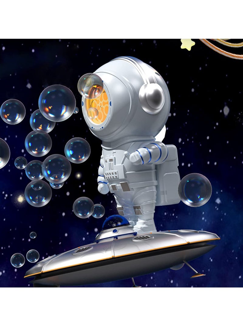 Bubble Machine Space Astronaut Shape Electric Rechargeable Bubble Machine for Kids Rotating 90° and 360°Automatic Bubbles Blower with Bubble Solution Indoor Outdoor Toy for Birthday Party Gift