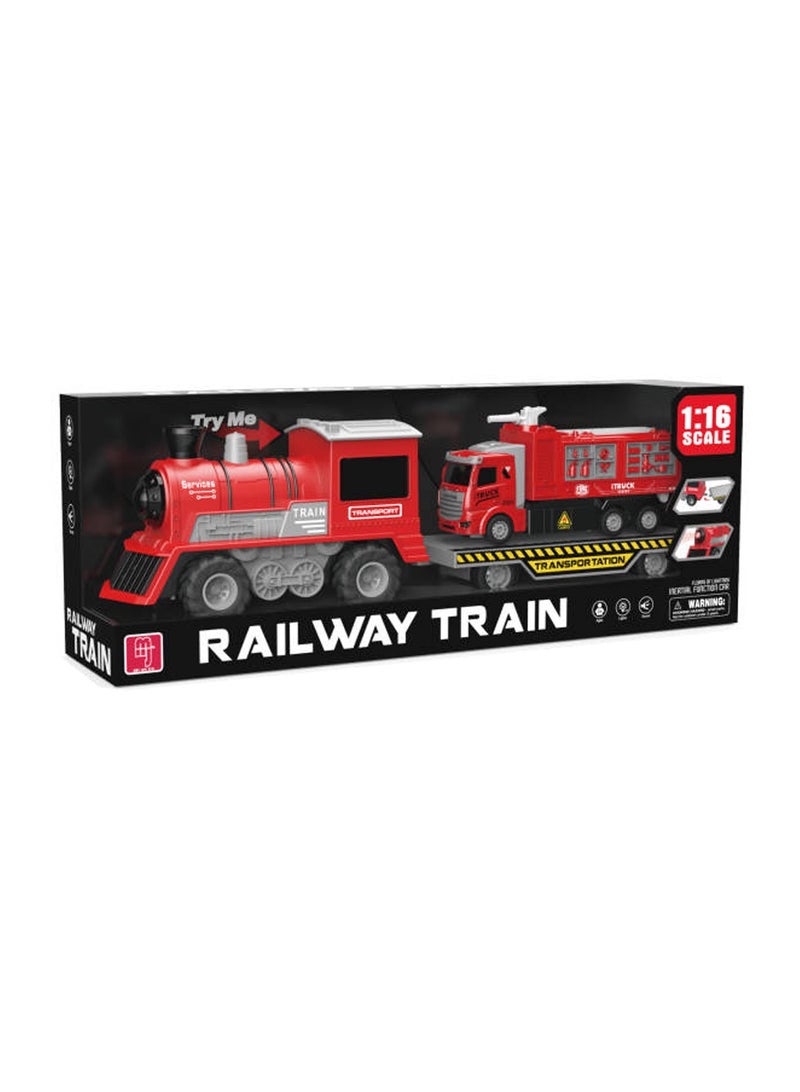 1:16 Scale Light & Music Railway Train - Flurry of Lighting Inertial Function - Red Color