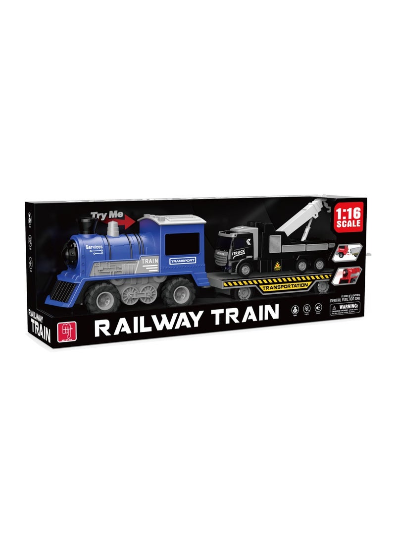 1:16 Scale Light & Music Railway Train - Flurry of Lighting Inertial Function - Blue Color