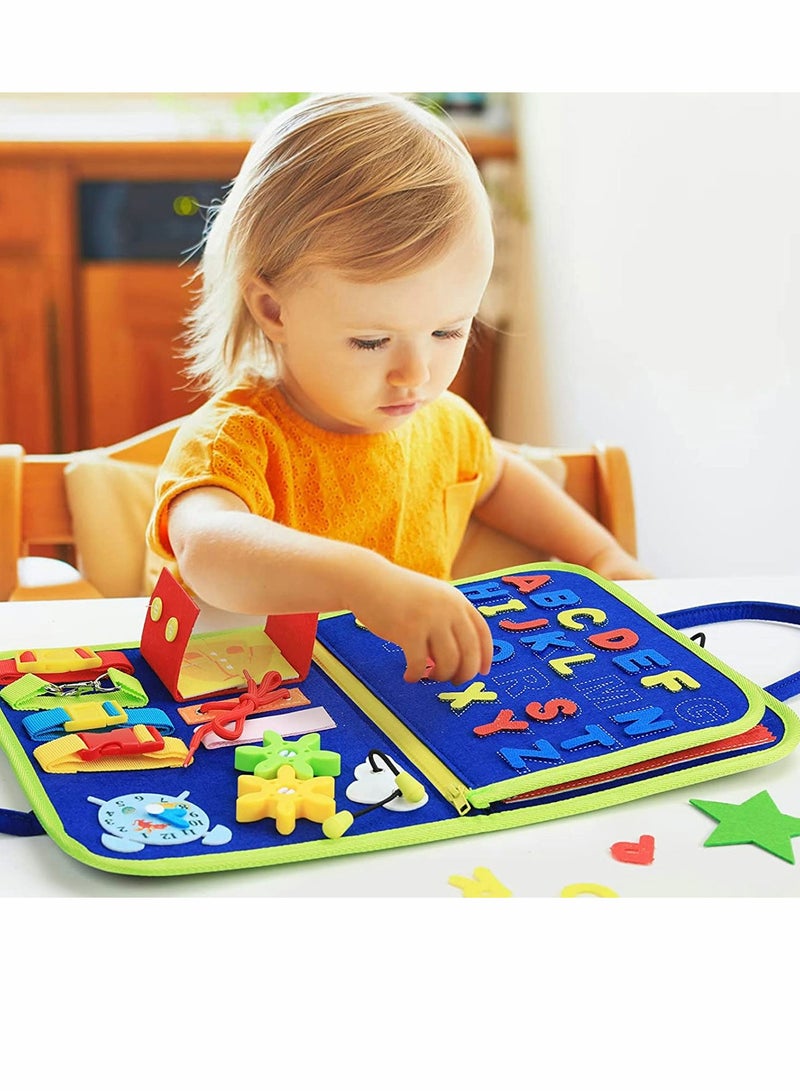 Busy Board Montessori Toys 20 in 1 Toddlers Sensory Gifts 2 3 4 Year Old Boys Girls for Fine Motor Skills Learn to Dress Early Educational