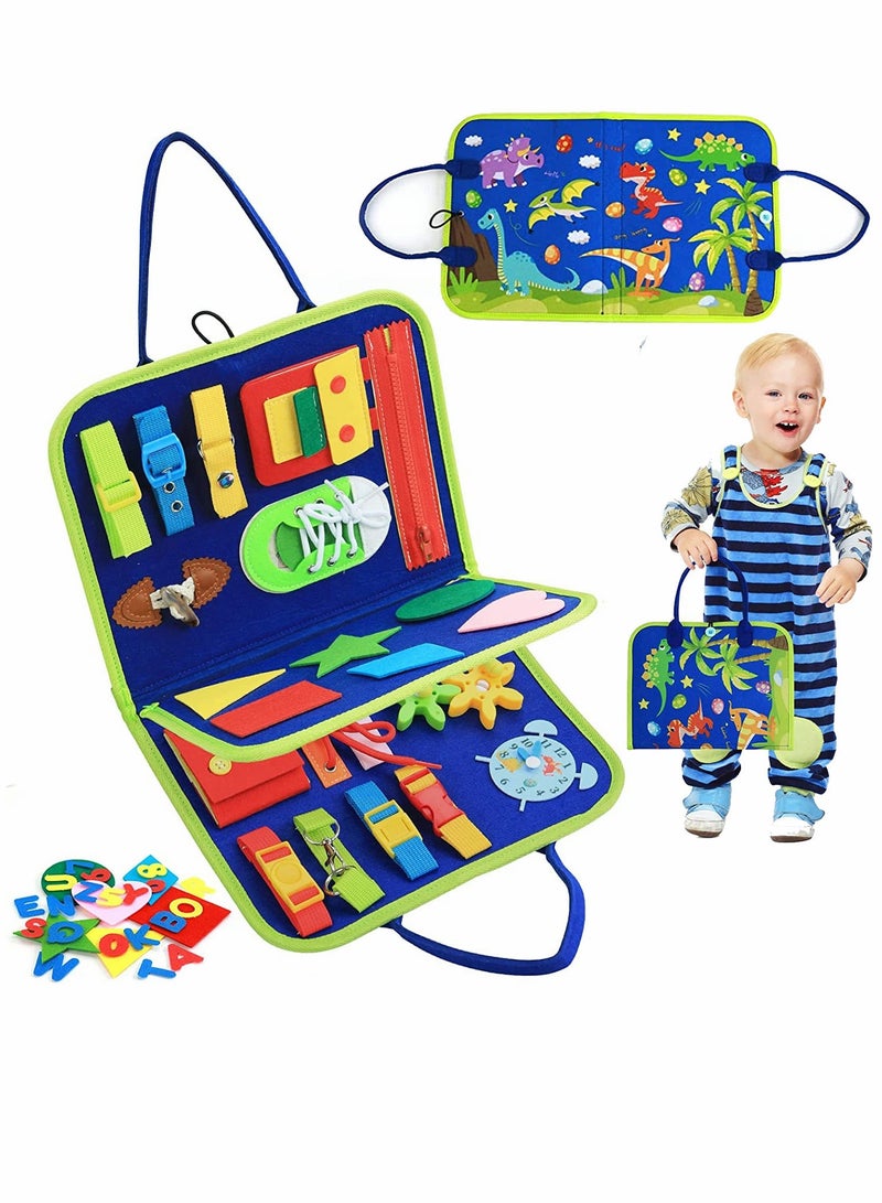 Busy Board Montessori Toys 20 in 1 Toddlers Sensory Gifts 2 3 4 Year Old Boys Girls for Fine Motor Skills Learn to Dress Early Educational