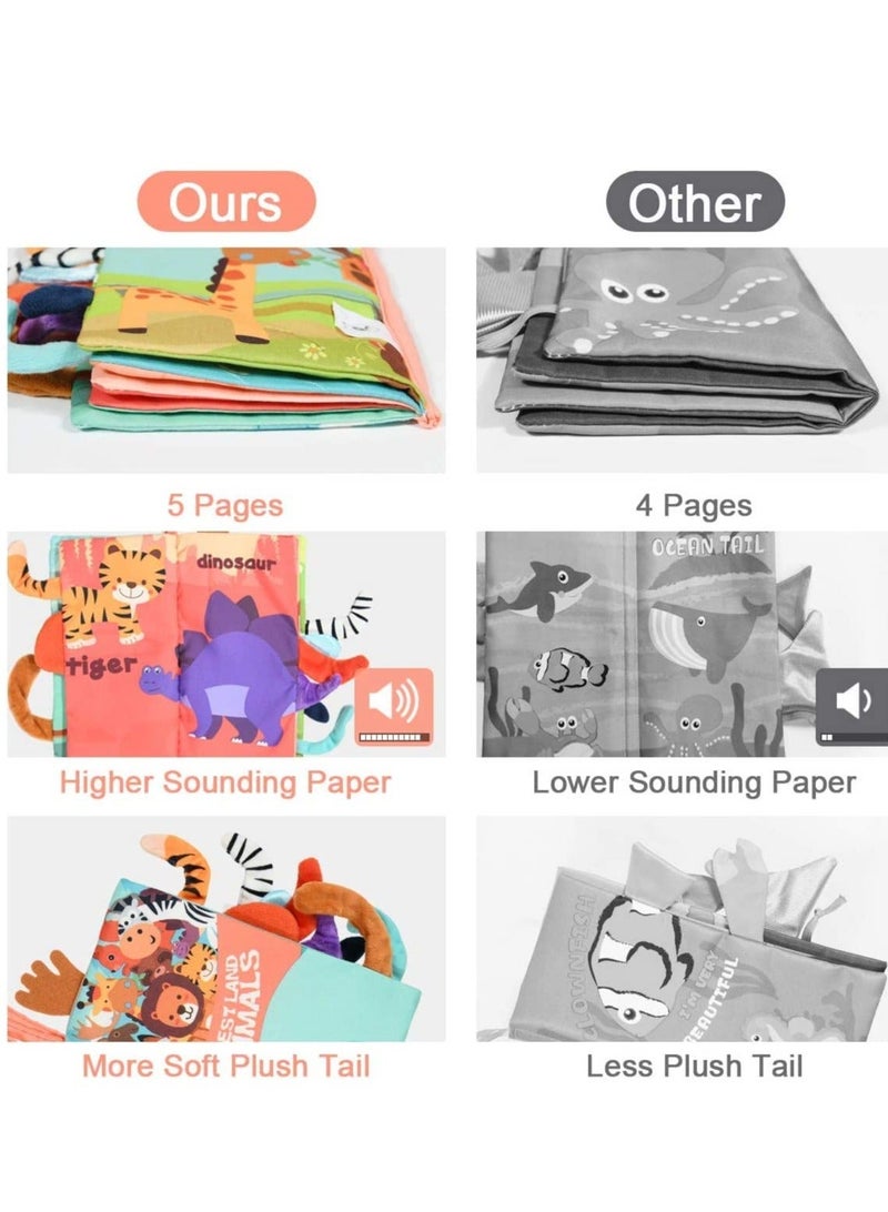 Soft Cloth Baby Book Toy, Touch & Feel Crinkle Books, Washable Chewable Non-Toxic Early Educational Book, Suitable for 0-6 Months