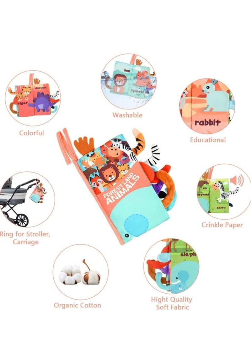Soft Cloth Baby Book Toy, Touch & Feel Crinkle Books, Washable Chewable Non-Toxic Early Educational Book, Suitable for 0-6 Months